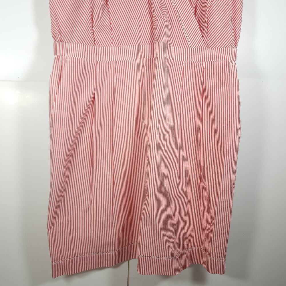 Comptoir Des Cotonniers Women's SzM Red Striped Short Sleeve V Neck Dress Nwt - Picture 3 of 11